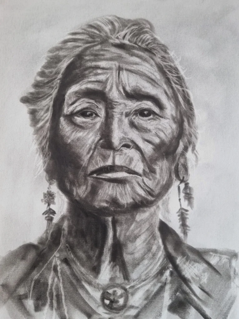 Kate Day Art - Charcoal portrait - " The Matriarch"